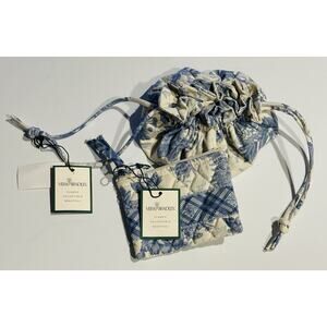 Vera Bradley quilted cotton drawstring bag & coin pouch Blue white Travel Pouch